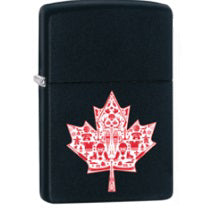 Zippo - Canadian Souvenir Detailed Maple Leaf - Matte Black