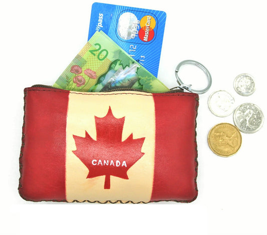 Rectangle Canada Flag Leather Coin Purse