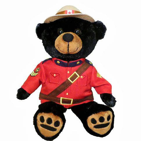 RCMP Black Bear Stuffed Animal in Canadian Mountie Uniform - 11"