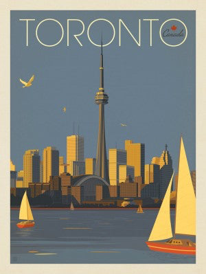 Retro Art Postcard - Toronto Skyline with Sailboats