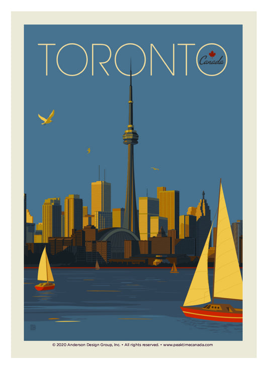 Retro Art Sticker - Toronto Skyline with Sailboats