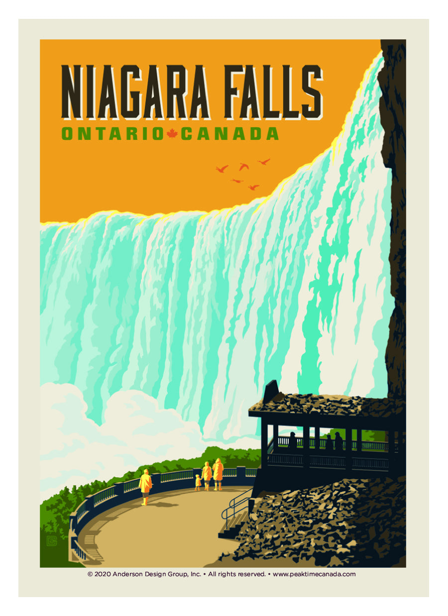 Retro Art Sticker - Niagara Falls Scene