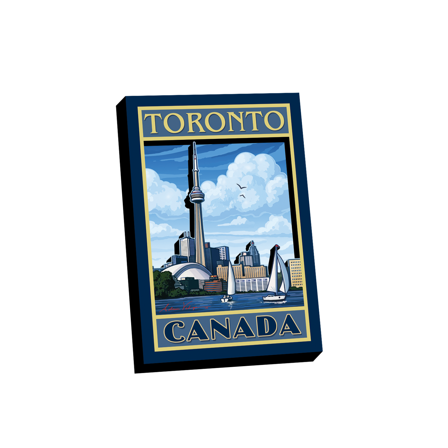 Toronto Wooden Magnet - 3D Artistic CN Tower with City Skyline 3" x 2"