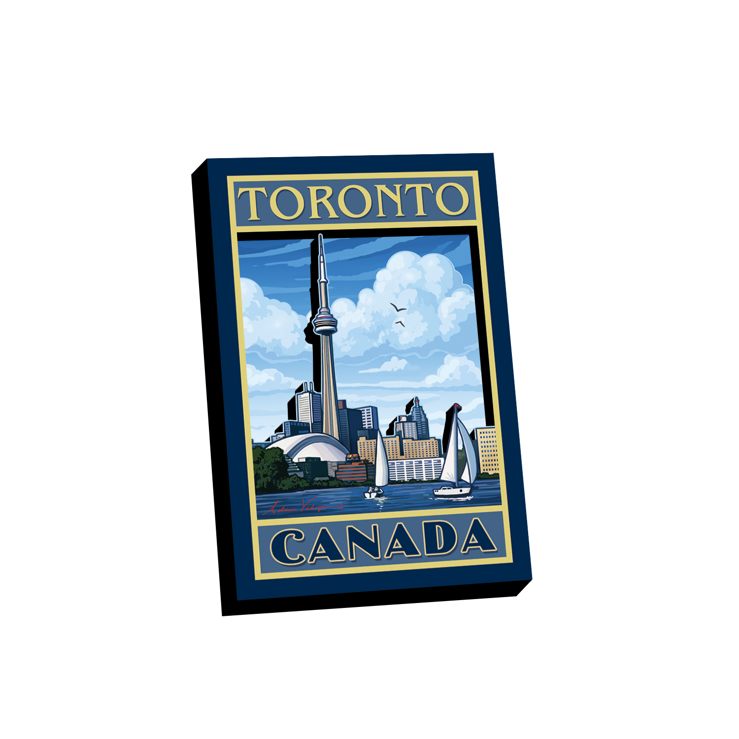 Toronto Wooden Magnet - 3D Artistic CN Tower with City Skyline 3" x 2"