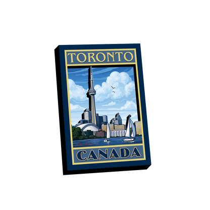 Toronto Wooden Magnet - 3D Artistic CN Tower with City Skyline 3" x 2"