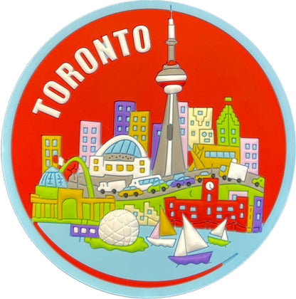 Toronto Rubber Magnet - Colorful Cityscape with CN Tower