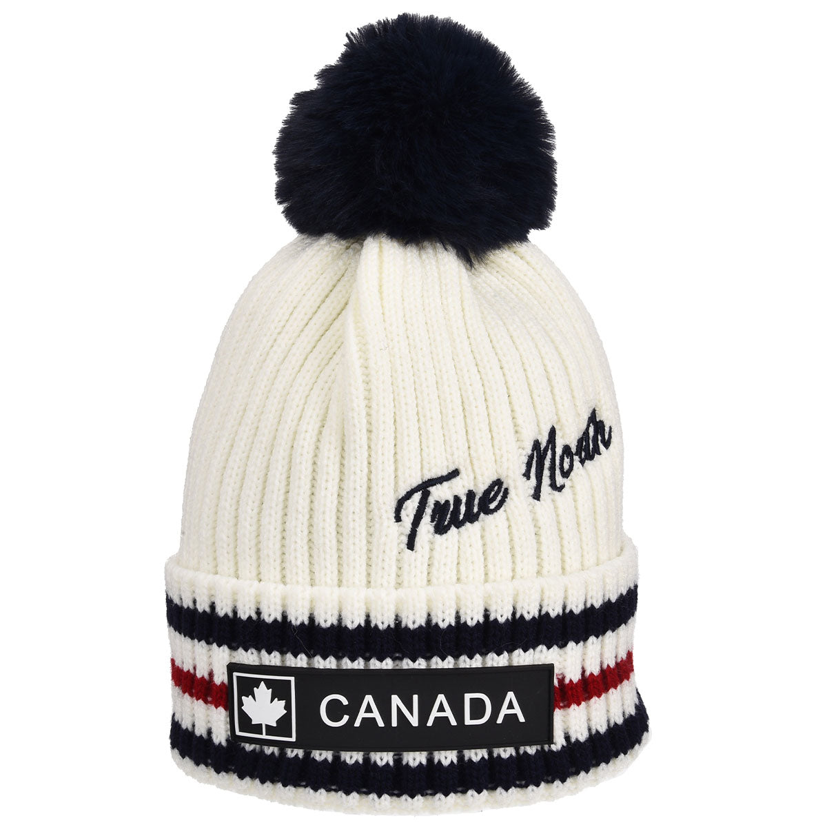 Canada Diagonal True North Athletics Stripe Pom Toque - White