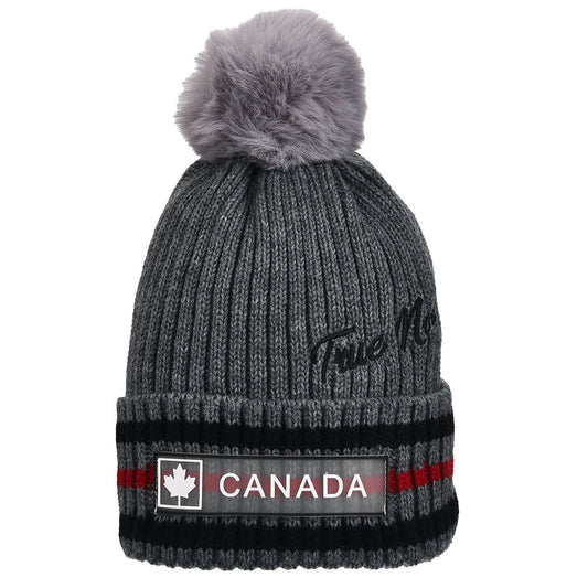 Canada Diagonal True North Athletics Stripe Pom Toque - Grey