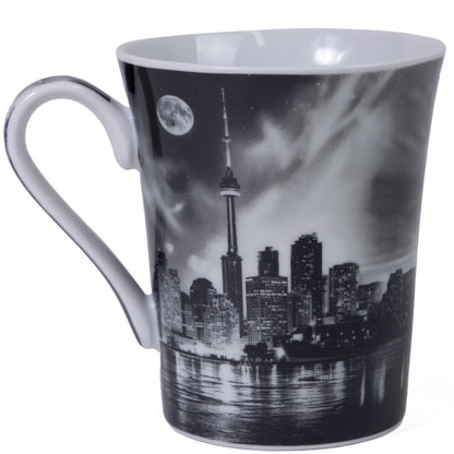 Toronto Night Skyline Mug – Black & White Cityscape, 14oz