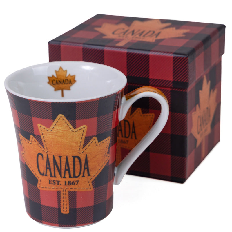 Maple Leaf Canada Plaid Mug