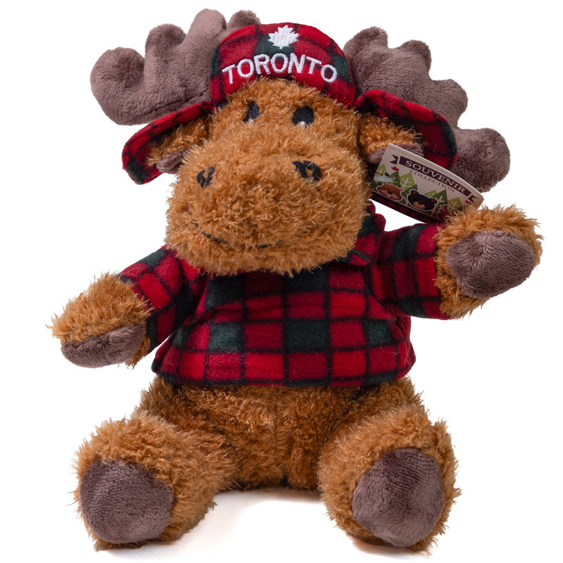 Toronto Hoser Moose Stuffed Animal in Plaid Hoodie - 9"