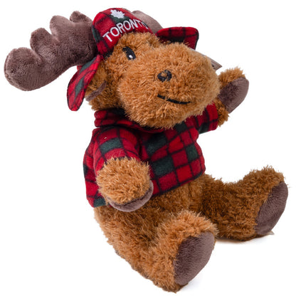 Toronto Hoser Moose Stuffed Animal in Plaid Hoodie - 9"