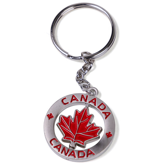 Canadian Keychain - Maple Leaf in Circle