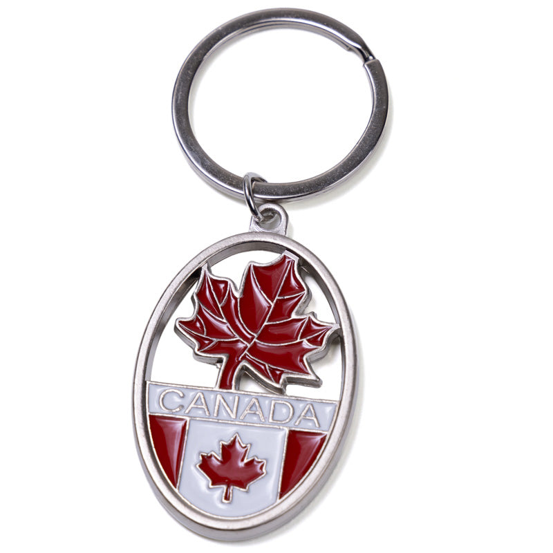 Canadian Keychain - Maple Leaf with Canadian Flag