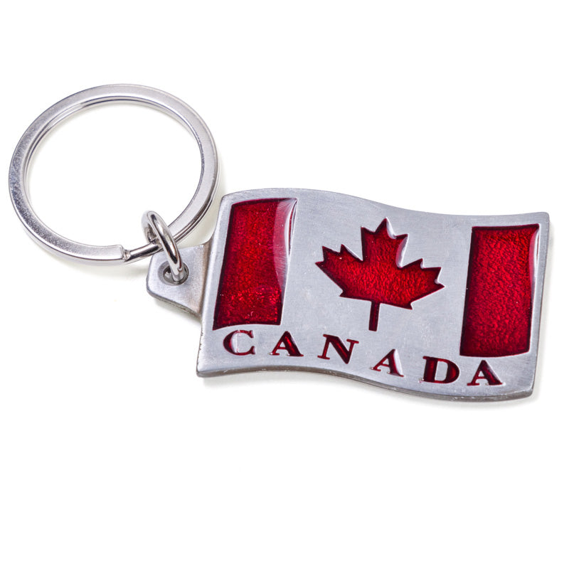 Metal Canadian Flag Keychain