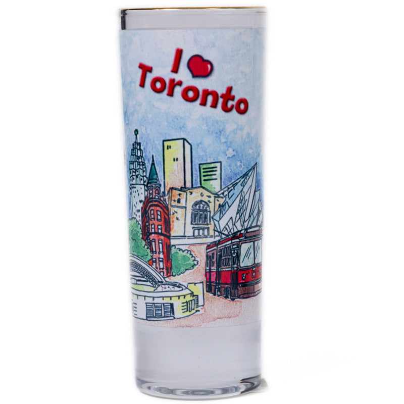 Shooter Glass - I Love Toronto with Colorful City Skyline