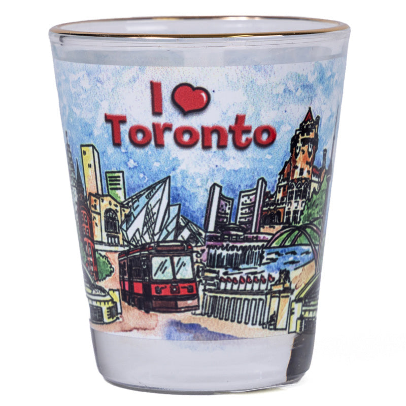 Shot Glass I Love Toronto Watercolor