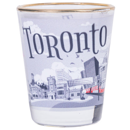 Shot Glass - Cartoon Toronto Cityview with Gold Rim