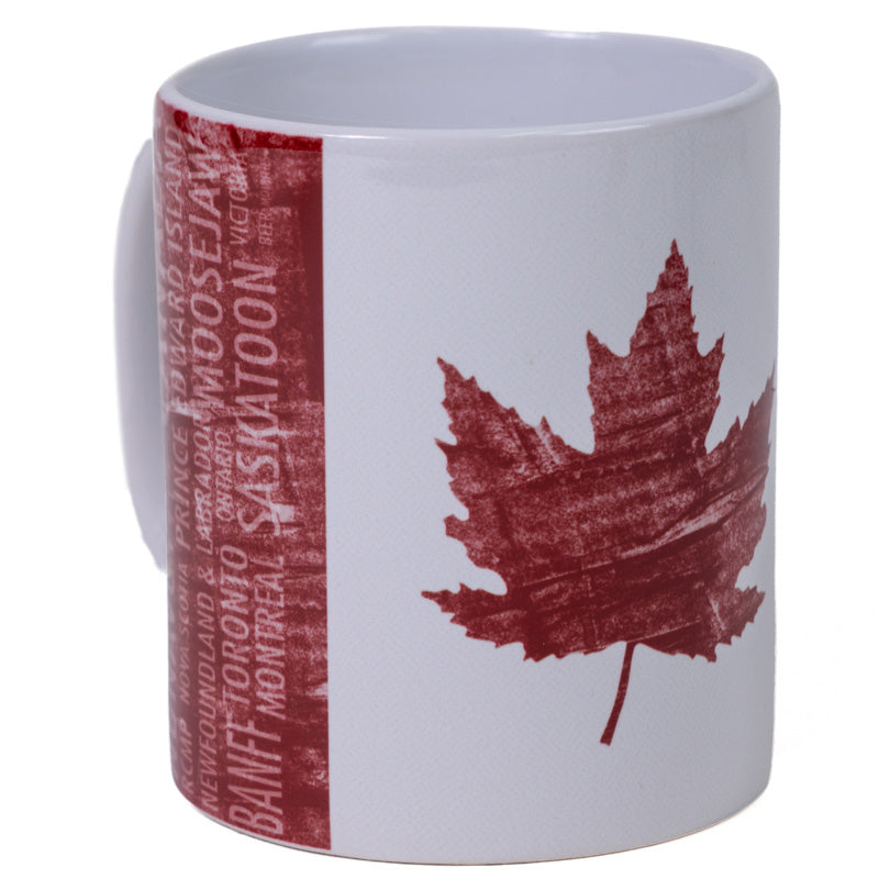 Distressed Canadian Flag Mug - Red Maple Leaf Design - 11 oz