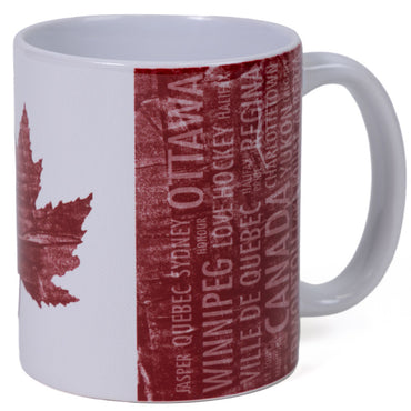 Distressed Canadian Flag Mug - Red Maple Leaf Design - 11 oz