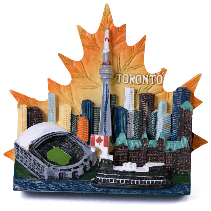 Ceramic Magnet - Toronto CN Tower Skyline with Maple Leaf