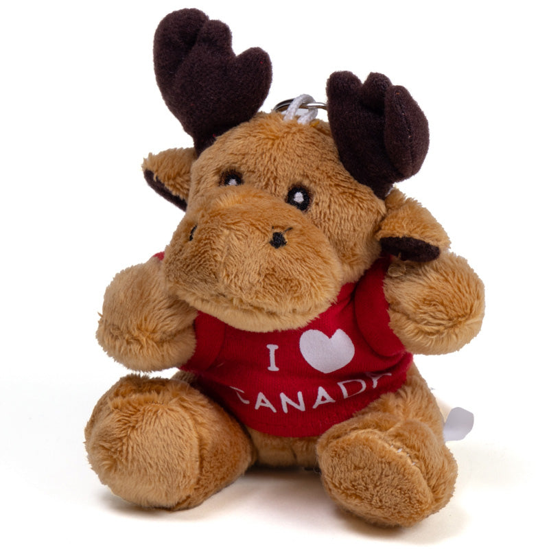 I Love Canada Moose Stuffed Animal Keychain