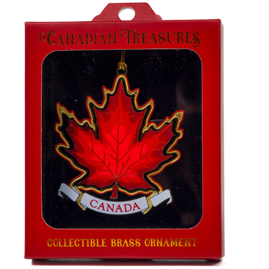 Canada Brass Ornament - Maple Leaf