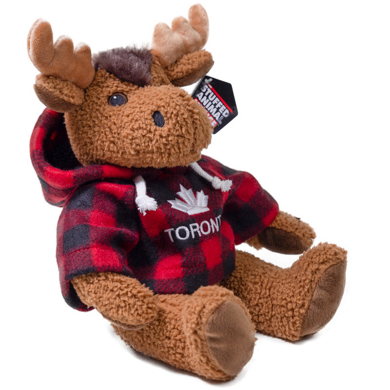 Toronto Moose Stuffed Animal in Plaid Hoodie - 10"