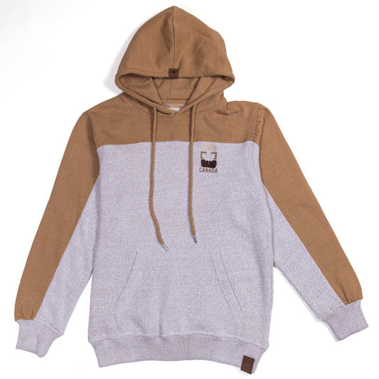 Canada Maple Leaf Embroidered Nantucket Fleece 2 Tone Hoodie – Brown