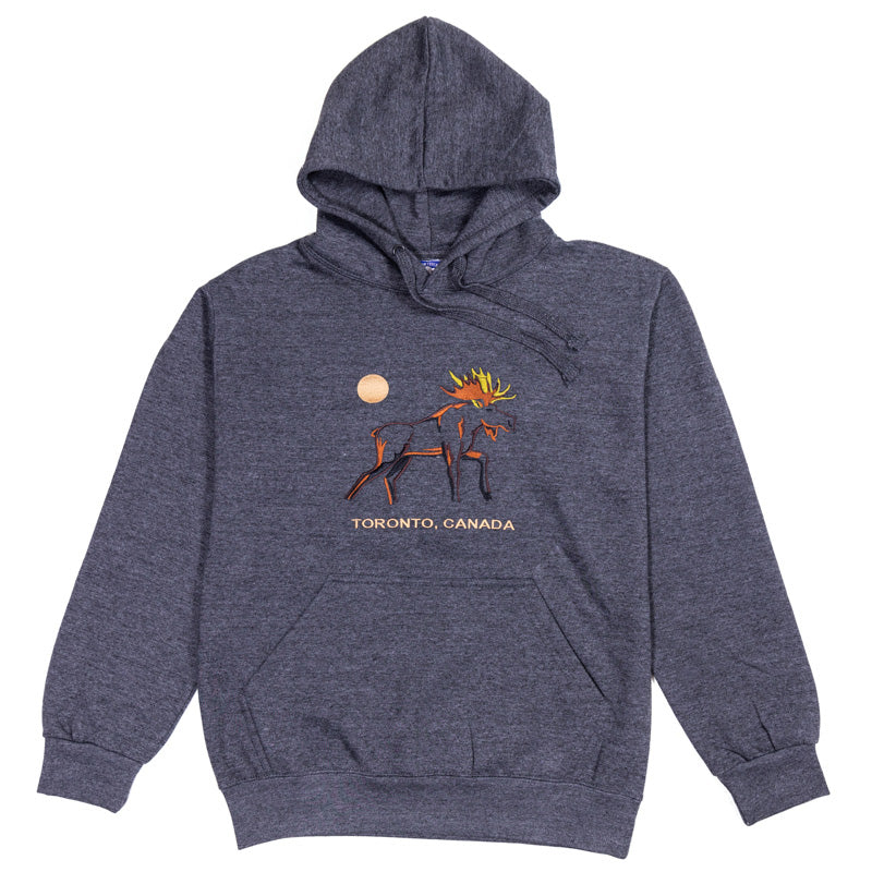 Majestic Moose Toronto Canada Embroidered Hoodie - Charcoal