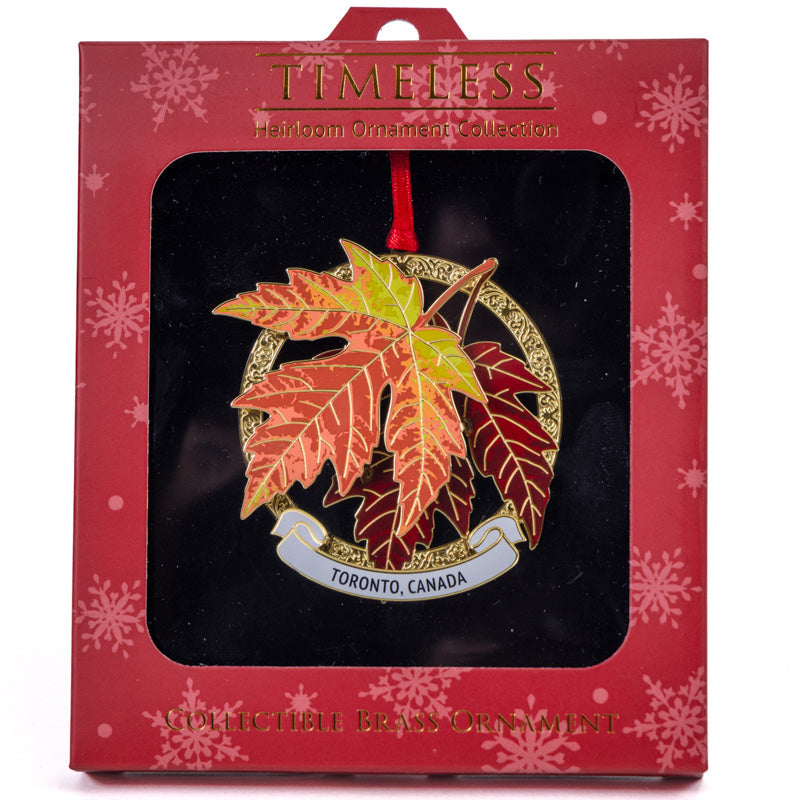 Canada Brass Ornament - Colorful Maple Leaves