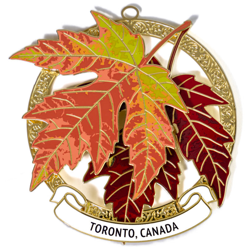 Canada Brass Ornament - Colorful Maple Leaves