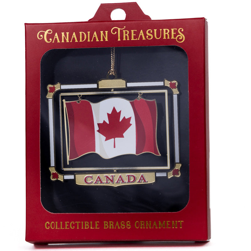 Canadian Flag Brass Ornament