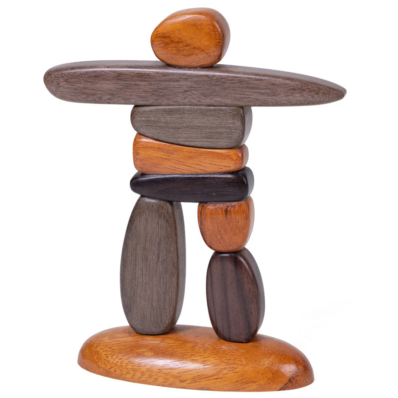 Wooden Figurine - Inukshuk - 4.5" Natural Tones