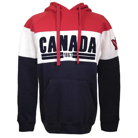 Tri-Color Canada 1867 Hoodie - Embroidered Sleeve - Unisex