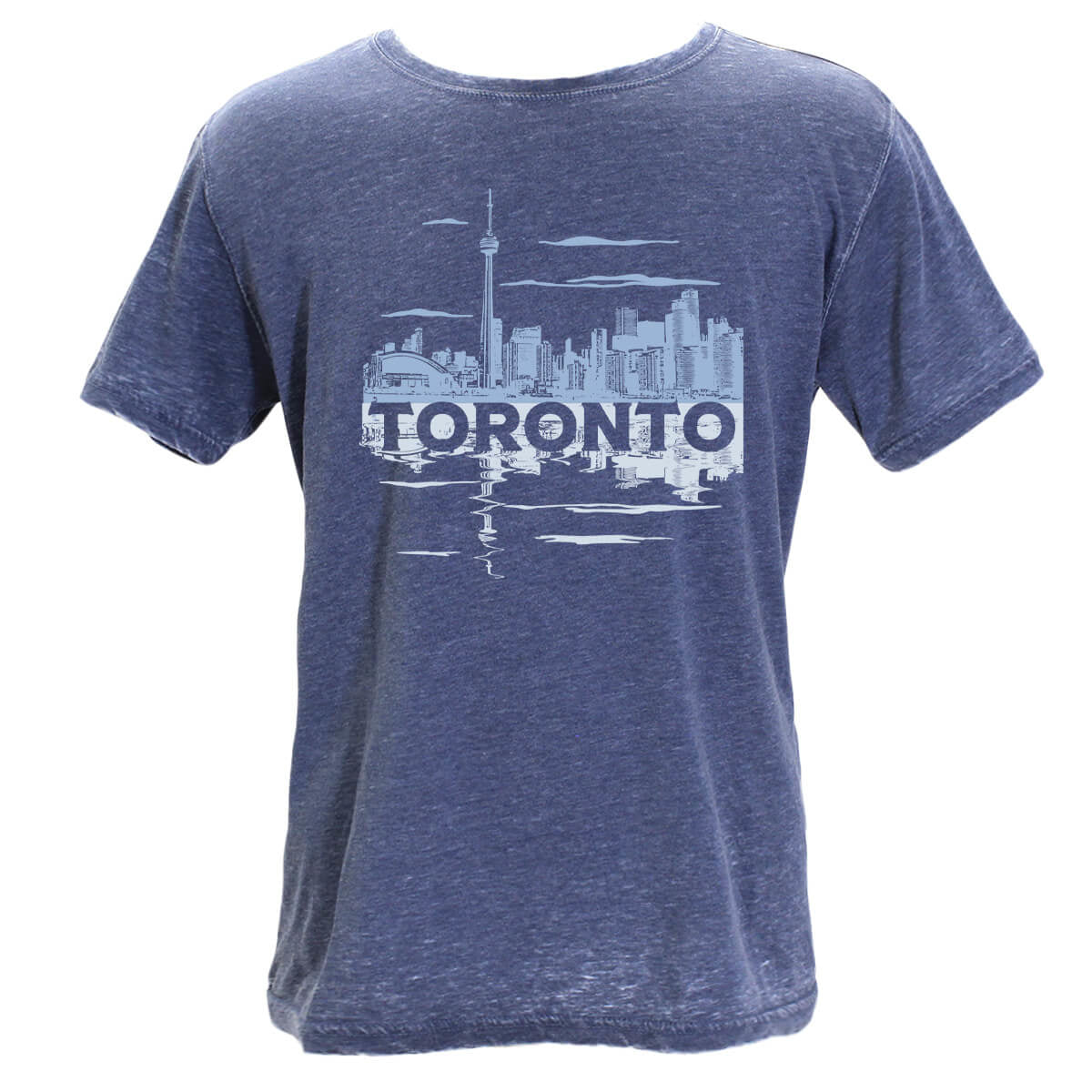 Toronto Reflection Skyline T-shirt in Heather Blue - Unisex