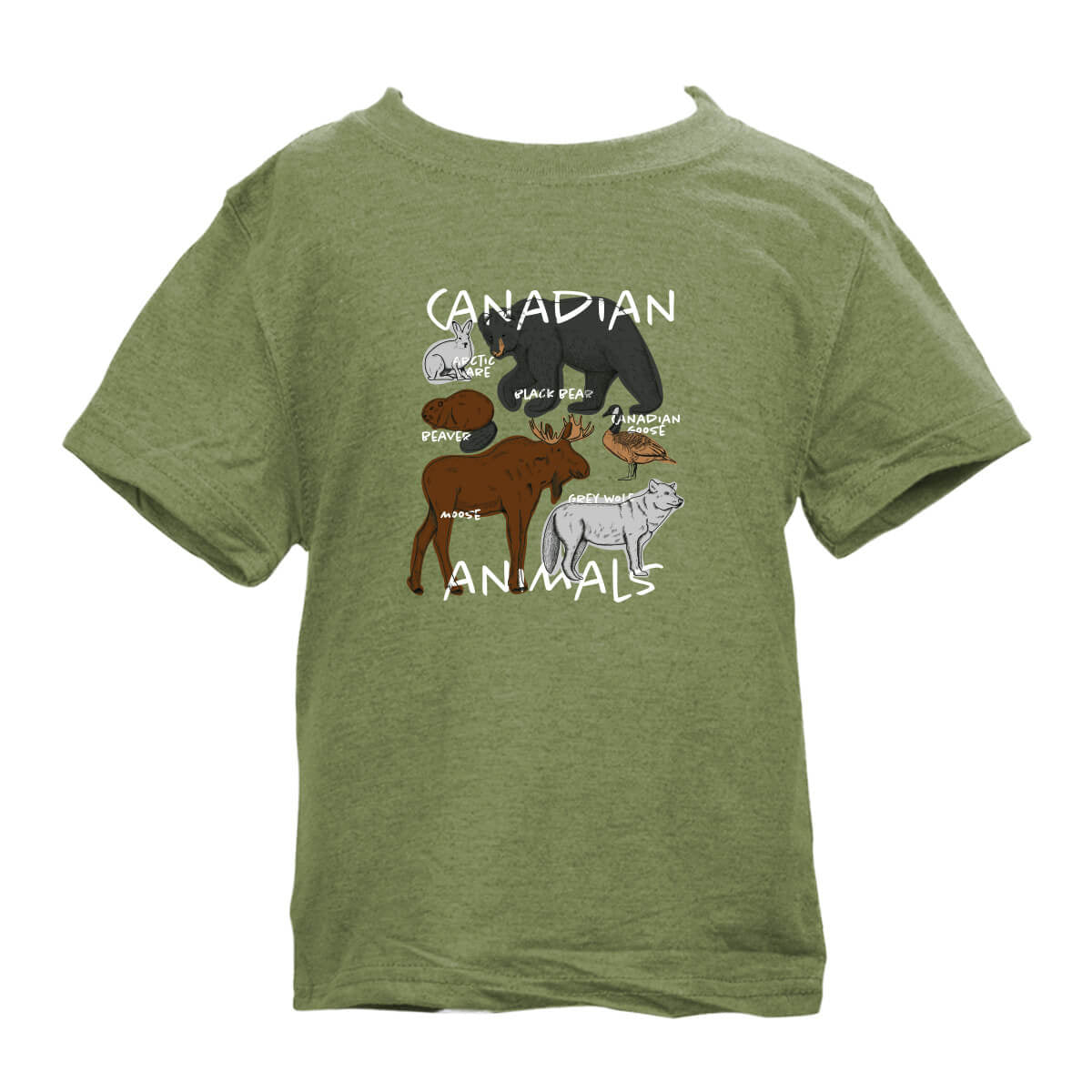 Canadian Animals Illustration on Kids T-Shirt