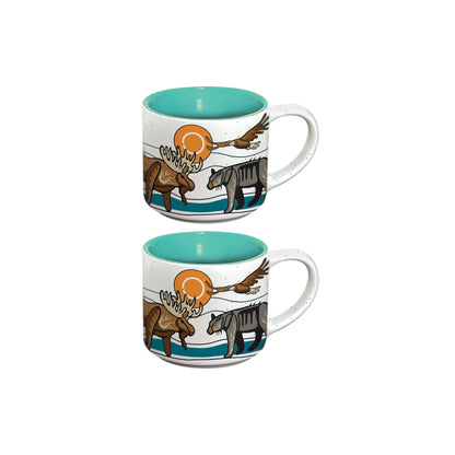 Indigenous Espresso Cup - All My Relatives by Storm Angeconeb - Set of 2