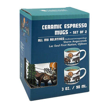 Indigenous Espresso Cup - All My Relatives by Storm Angeconeb - Set of 2