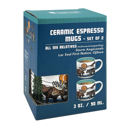 Indigenous Espresso Cup - All My Relatives by Storm Angeconeb - Set of 2