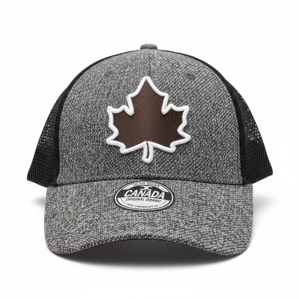 Canadian Maple Leaf Soft Trucker Cap - Heather Grey front