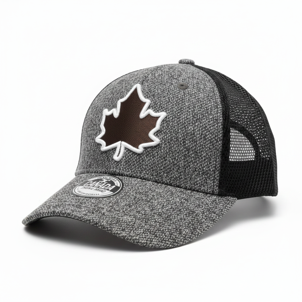 Canadian Maple Leaf Soft Trucker Cap - Heather Grey side