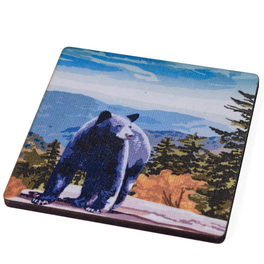Canadian Black Bear in Mountains - Wooden Coaster
