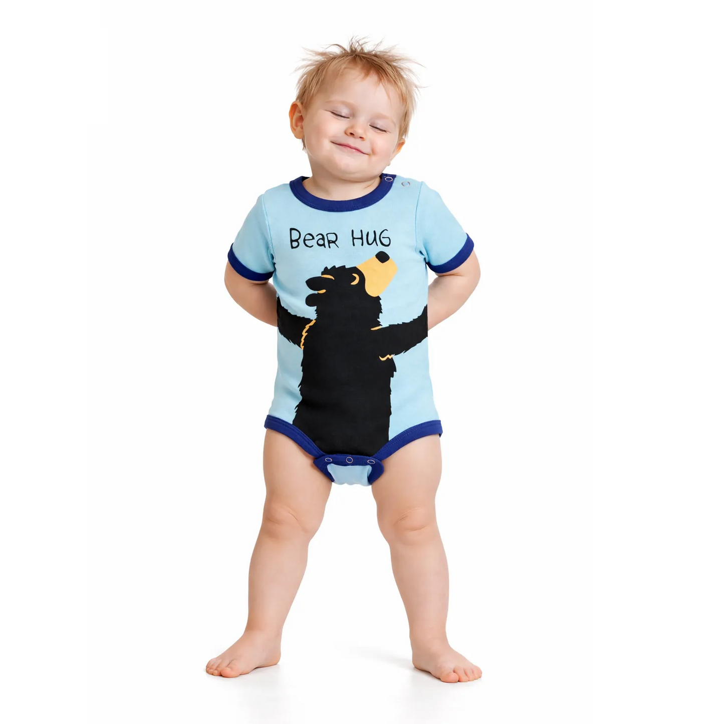Canadian Black Bear Hug Baby Bodysuit front