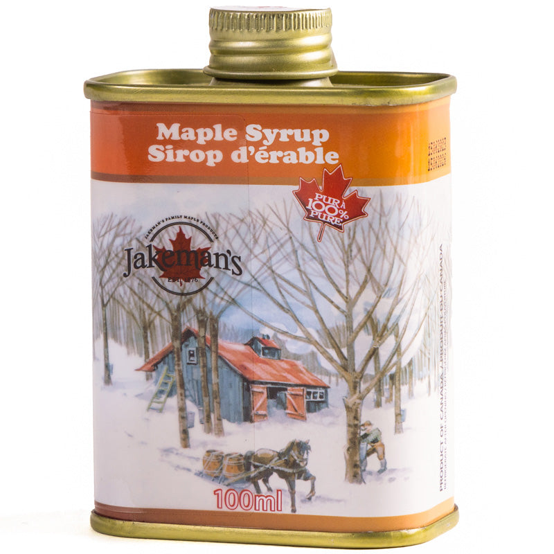Jarabe de arce puro Jakeman's de Canadá, grado A, ámbar, lata de 100 ml