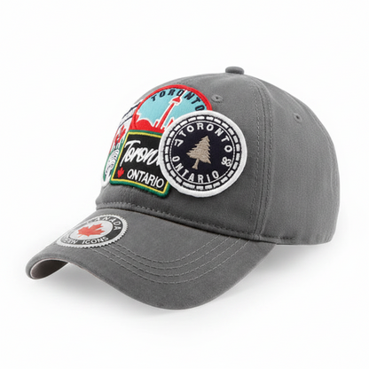 Toronto Ontario Multi Patch Baseball Cap - Grey