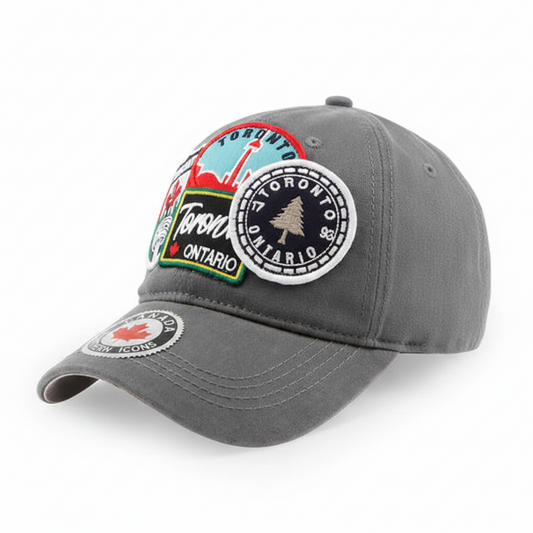 Toronto Ontario Multi Patch Baseball Cap - Grey