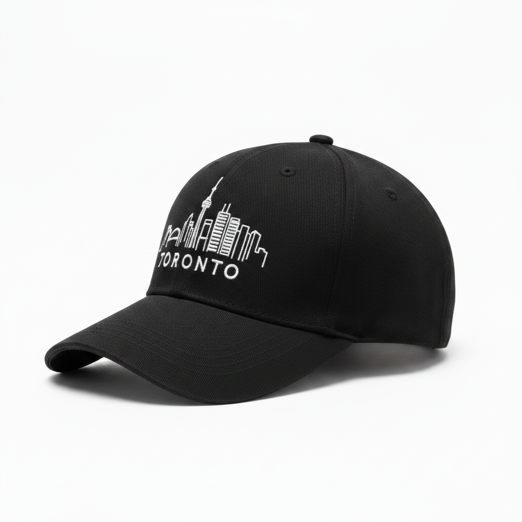 Toronto Skyline Embroidered Baseball Cap - Black side