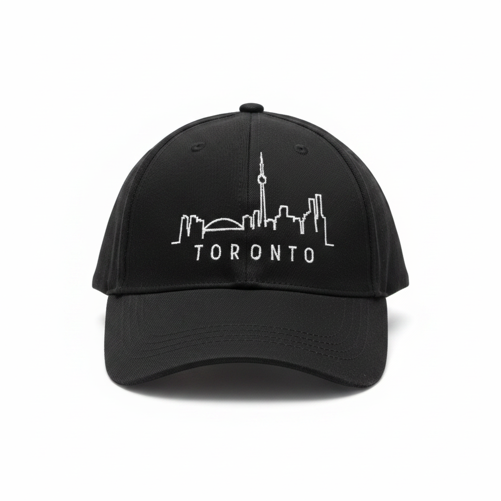 Toronto Skyline Embroidered Baseball Cap - Black front