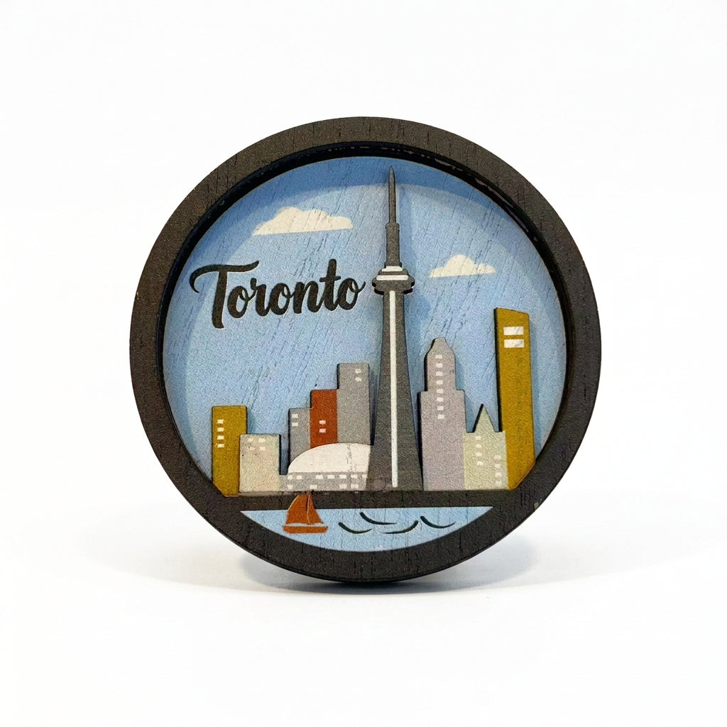 Toronto Skyline and CN Tower 3D Wooden Magnet
